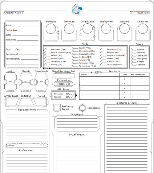 Charakterbogen (Englisch)